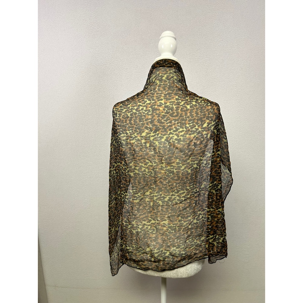 Mob Wife Indie Sleaze Womens OS Brown Leopard Print Sheer Scarf - Picture 2 of 6